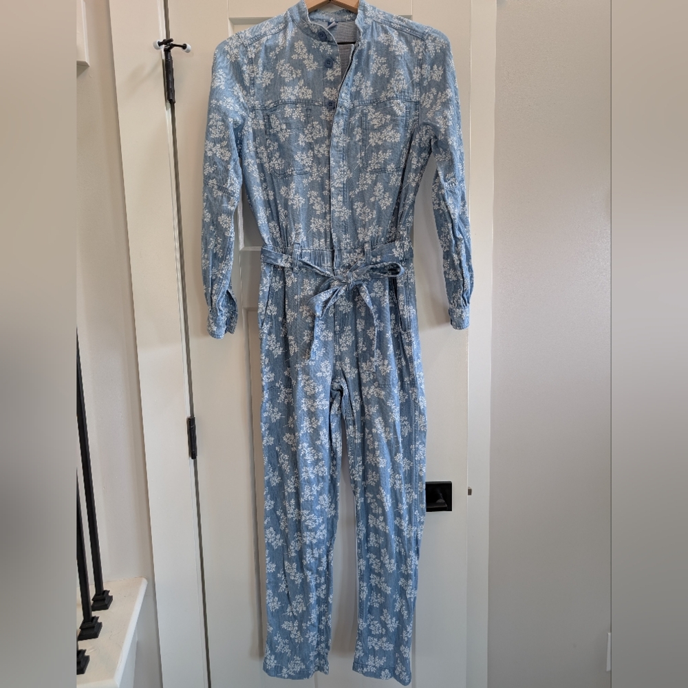Old Navy Denim Floral Jumpsuit XS